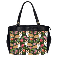 Welsh Corgi Hawaiian Pattern Florals Tropical Summer Dog Office Handbags (2 Sides)  by Celenk