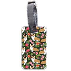 Welsh Corgi Hawaiian Pattern Florals Tropical Summer Dog Luggage Tags (two Sides) by Celenk