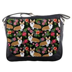 Welsh Corgi Hawaiian Pattern Florals Tropical Summer Dog Messenger Bags by Celenk