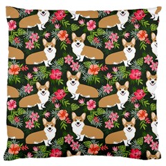 Welsh Corgi Hawaiian Pattern Florals Tropical Summer Dog Large Flano Cushion Case (two Sides) by Celenk