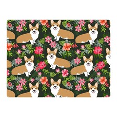 Welsh Corgi Hawaiian Pattern Florals Tropical Summer Dog Double Sided Flano Blanket (mini)  by Celenk