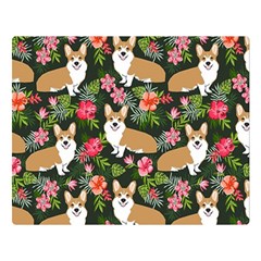 Welsh Corgi Hawaiian Pattern Florals Tropical Summer Dog Double Sided Flano Blanket (large)  by Celenk