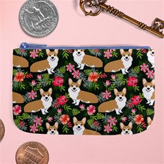 Welsh Corgi Hawaiian Pattern Florals Tropical Summer Dog Large Coin Purse by Celenk