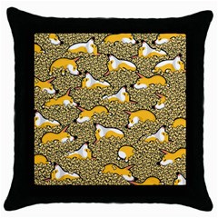 Sleeping Corgi Throw Pillow Case (black) by Celenk