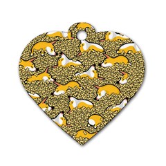 Sleeping Corgi Dog Tag Heart (two Sides) by Celenk