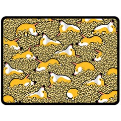 Sleeping Corgi Fleece Blanket (large)  by Celenk