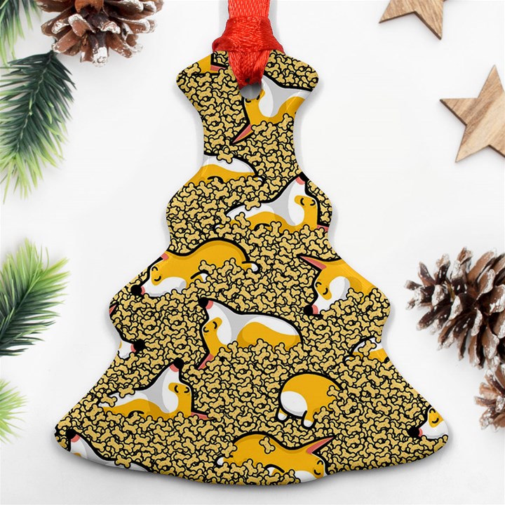 Sleeping Corgi Christmas Tree Ornament (Two Sides)