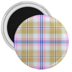 Pink And Yellow Plaid 3  Magnets by allthingseveryone