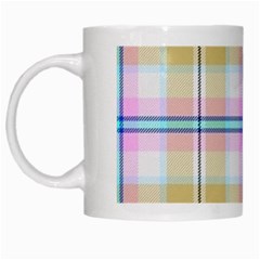 Pink And Yellow Plaid White Mugs by allthingseveryone