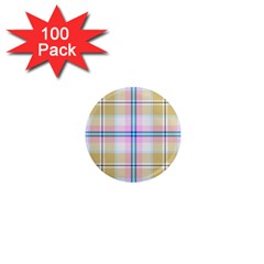 Pink And Yellow Plaid 1  Mini Magnets (100 Pack)  by allthingseveryone