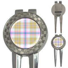 Pink And Yellow Plaid 3-in-1 Golf Divots by allthingseveryone