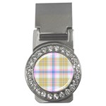 Pink And Yellow Plaid Money Clips (CZ)  Front