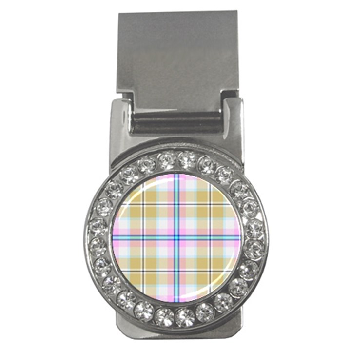 Pink And Yellow Plaid Money Clips (CZ) 