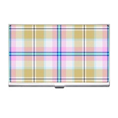 Pink And Yellow Plaid Business Card Holders by allthingseveryone