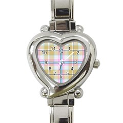 Pink And Yellow Plaid Heart Italian Charm Watch by allthingseveryone