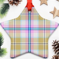 Pink And Yellow Plaid Star Ornament (two Sides) by allthingseveryone