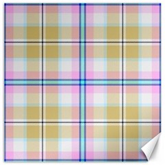 Pink And Yellow Plaid Canvas 20  X 20   by allthingseveryone