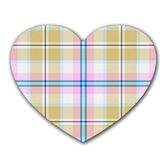 Pink And Yellow Plaid Heart Mousepads by allthingseveryone