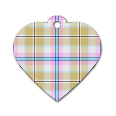 Pink And Yellow Plaid Dog Tag Heart (one Side) by allthingseveryone