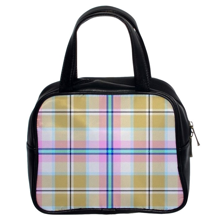 Pink And Yellow Plaid Classic Handbags (2 Sides)