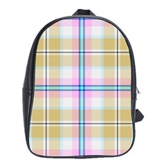 Pink And Yellow Plaid School Bag (large) by allthingseveryone