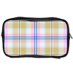 Pink And Yellow Plaid Toiletries Bags by allthingseveryone