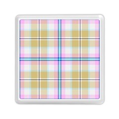 Pink And Yellow Plaid Memory Card Reader (square)  by allthingseveryone