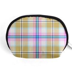 Pink And Yellow Plaid Accessory Pouches (medium)  by allthingseveryone