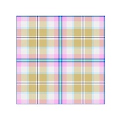 Pink And Yellow Plaid Small Satin Scarf (square) by allthingseveryone