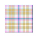 Pink And Yellow Plaid Small Satin Scarf (Square) Front