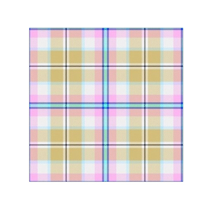 Pink And Yellow Plaid Small Satin Scarf (Square)