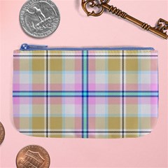 Pink And Yellow Plaid Large Coin Purse by allthingseveryone