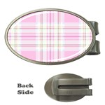 Pink Pastel Plaid Money Clips (Oval)  Front