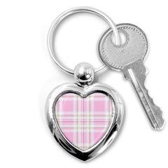 Pink Pastel Plaid Key Chains (heart)  by allthingseveryone