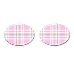 Pink Pastel Plaid Cufflinks (oval) by allthingseveryone