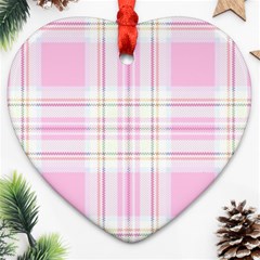 Pink Pastel Plaid Heart Ornament (two Sides) by allthingseveryone