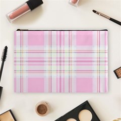 Pink Pastel Plaid Cosmetic Bag (large)  by allthingseveryone