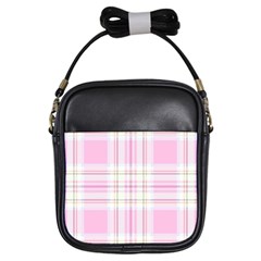 Pink Pastel Plaid Girls Sling Bags by allthingseveryone