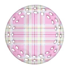 Pink Pastel Plaid Ornament (round Filigree) by allthingseveryone