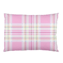 Pink Pastel Plaid Pillow Case (two Sides) by allthingseveryone