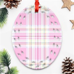 Pink Pastel Plaid Ornament (oval Filigree) by allthingseveryone