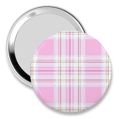 Pink Pastel Plaid 3  Handbag Mirrors by allthingseveryone