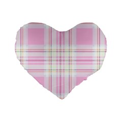 Pink Pastel Plaid Standard 16  Premium Heart Shape Cushions by allthingseveryone