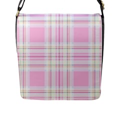 Pink Pastel Plaid Flap Messenger Bag (l) 