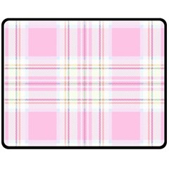 Pink Pastel Plaid Double Sided Fleece Blanket (medium)  by allthingseveryone