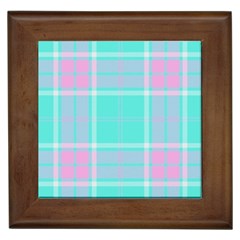 Blue And Pink Pastel Plaid Framed Tiles by allthingseveryone