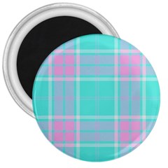 Blue And Pink Pastel Plaid 3  Magnets by allthingseveryone