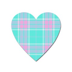 Blue And Pink Pastel Plaid Heart Magnet by allthingseveryone