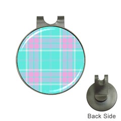 Blue And Pink Pastel Plaid Hat Clips With Golf Markers by allthingseveryone