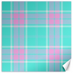 Blue And Pink Pastel Plaid Canvas 20  X 20   by allthingseveryone